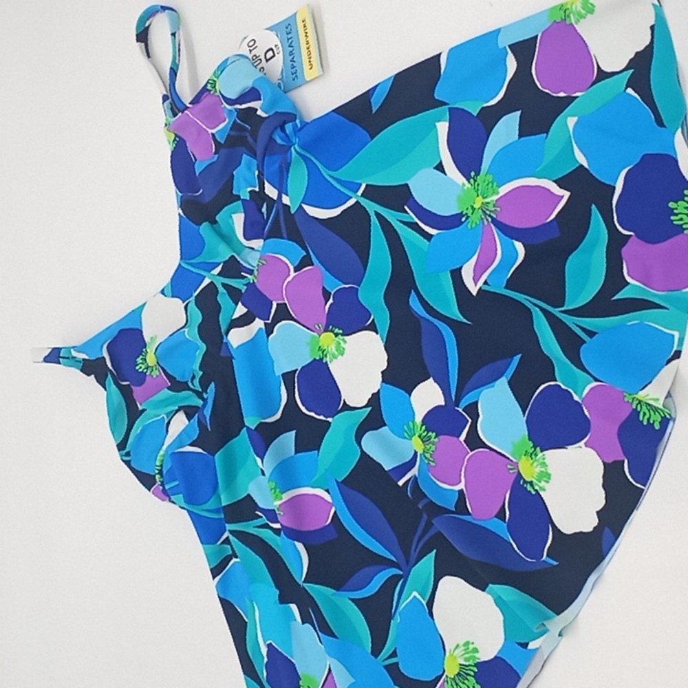 Swim Solutions Colorscope V-Neck Underwire Tankini Swim Top Navy Blue 8